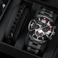 2pcs Men's New Popular Steel Strip Fashion Business Three Eye Quartz Watch Bracelet Set Valentine's Day Gifts